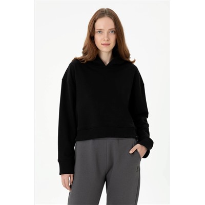Kadın Siyah Kapüşonlu Sweatshirt