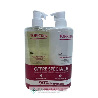 Topicrem DA Gel Nettoyant Surgras 500 ml et Baume 500 mlLot  × 2