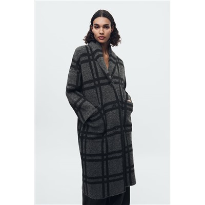 CHECK KNIT JACQUARD COAT