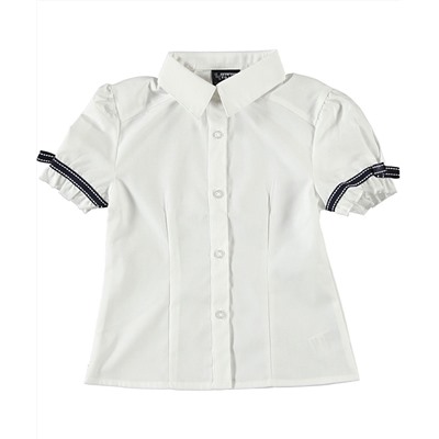 FRENCH TOAST BIG GIRLS’ BOW STITCH TRIM S/S BUTTON-DOWN