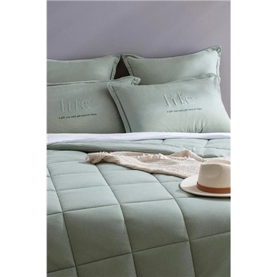 Bobigny Çift Kişilik Pamuklu SuperSoft Comforter Set - Mint Yeşili