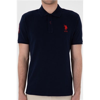 Erkek Slim Fit Polo Yaka Lacivert Basic Tişört