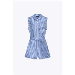 SHORT CHECKED JUMPSUIT