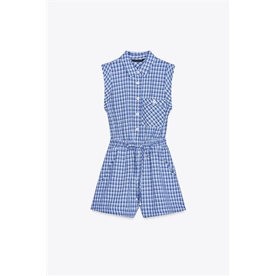 SHORT CHECKED JUMPSUIT