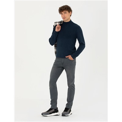 Lacivert Melanj Slim Fit Kazak