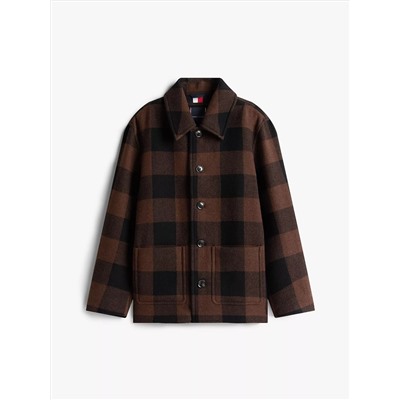 Wool Blend Check Chore Jacket