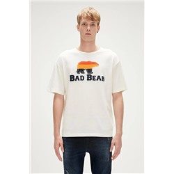 Bad Bear, Trıpart Bisiklet Yaka Erkek Tişört - Beyaz