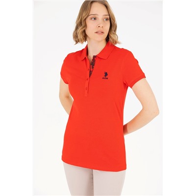 Kadın Kırmızı Basic Polo Yaka Tişört