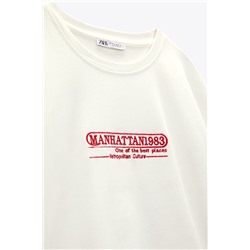 T-SHIRT WITH EMBROIDERED SLOGAN