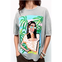 FADED-EFFECT T-SHIRT WITH PRINT