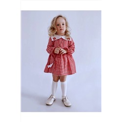 le petit sole Kız Çocuk Kırmızı Papatyalı Ve Çantalı Elbise PPTYA.11