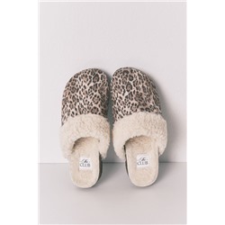 Zapatillas tipo zueco borreguito animal print
