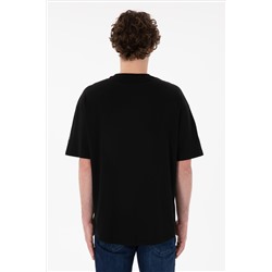 Erkek Long Fit Bisiklet Yaka Siyah Basic Tişört