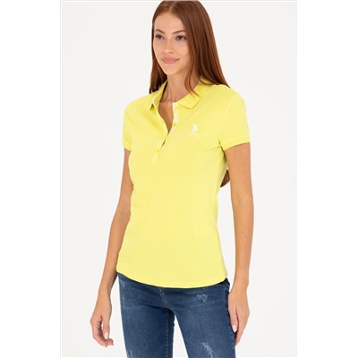 Kadın Neon Sarı Basic Polo Yaka Tişört