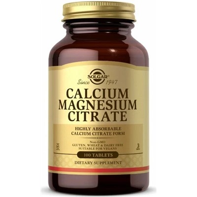 CALCIUM MAGNESIUM CITRATE 100 cap SOLGAR
