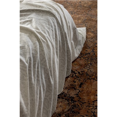 Elaine King Size %100 Pamuk Baskılı Saten Nevresim Takımı - Taş