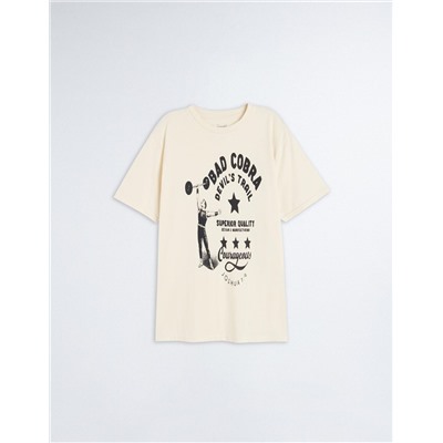 Print T-shirt, Men, White