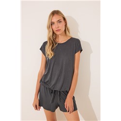 Pijama corto viscosa brillos gris