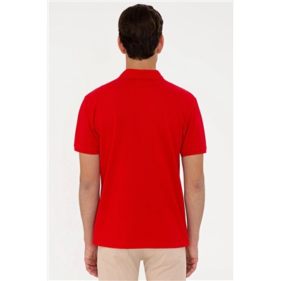 Erkek Kırmızı Basic Polo Yaka Tişört