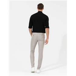 Kahverengi Slim Fit Beli Lastikli Kanvas Pantolon