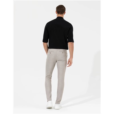 Kahverengi Slim Fit Beli Lastikli Kanvas Pantolon