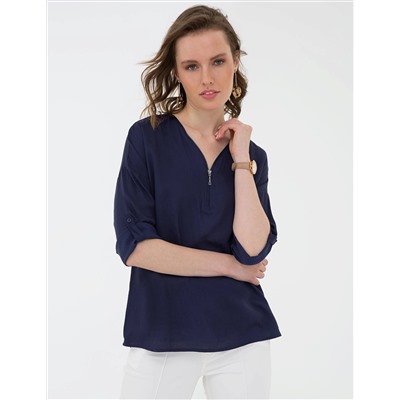 Lacivert Comfort Fit Uzun Kollu Gömlek