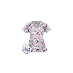UA Cats Meow White Mock Wrap Scrub Top