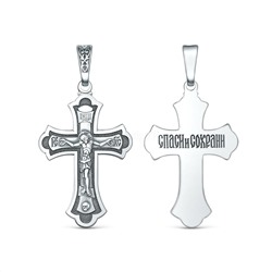 Крест из чернёного серебра - 3,9 см 925 пробы 00-0038-3
