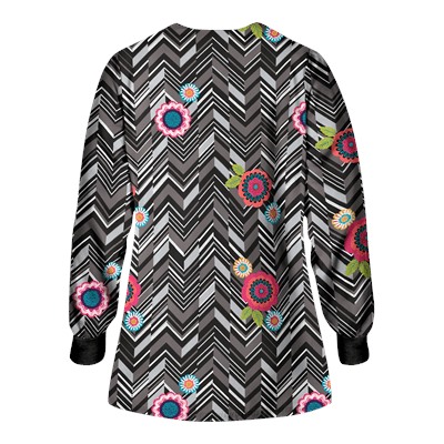 UA Chevron Flower Black Print Scrub Jacket