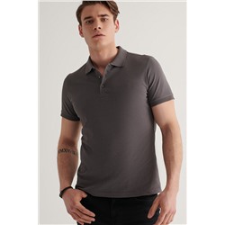 Antrasit %100 Pamuk Serin Tutan Polo Yaka T-Shirt