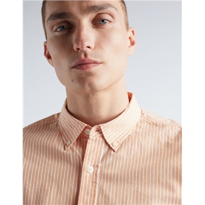 Popeline Striped Shirt, Men, Light Orange