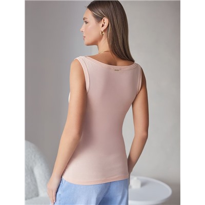 Топ облегающий из эластичного хлопка с квадратным вырезом каре