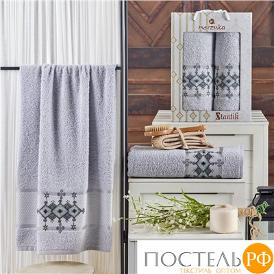 10681 Комп. Пол. MERZUKA махр. в короб. (50x90/1)(70х140/1) 2 шт. OTANTIC светло серый