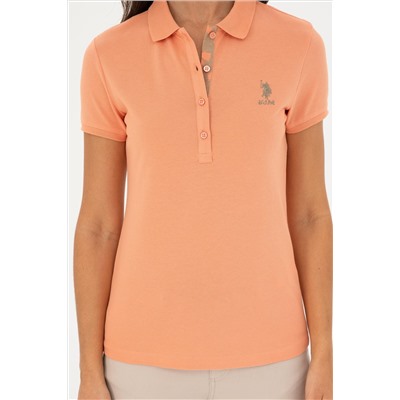 Kadın Somon Basic Polo Yaka Tişört