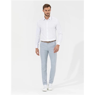 Açık Mavi Slim Fit Beli Lastikli Kanvas Pantolon