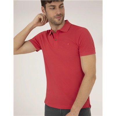 Kırmızı Slim Fit Polo Yaka Basic Tişört