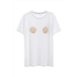 Camiseta Blanco y beige