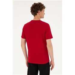 Erkek Regular Fit Bisiklet Yaka Bordo Tişört