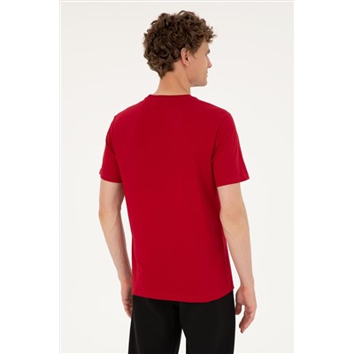 Erkek Regular Fit Bisiklet Yaka Bordo Tişört