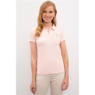 Kadın Açık Pembe Basic Polo Yaka Tişört