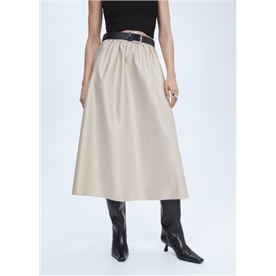 Falda midi satinada