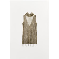 EMBROIDERED BEADED MINI DRESS