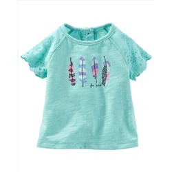 Lace-Sleeve Feather Top