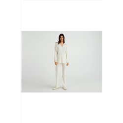 United Colors of Benetton Benetton Kadın Vanilya Bol Paça Yünlü Triko Pantolon 122A1044DF008-000