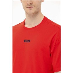 Erkek Kırmızı Oversize Bisiklet Yaka Tişört