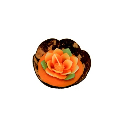 Свеча в кокосовом орехе «Оранжевый лотос» / Orange Lotus coconut candle