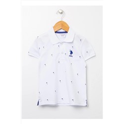 U.S. Polo Assn., Desenli Beyaz Erkek Çocuk Polo T-shirt Rıbekıds