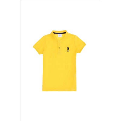 Erkek Çocuk Sarı Basic Polo Yaka T-Shirt