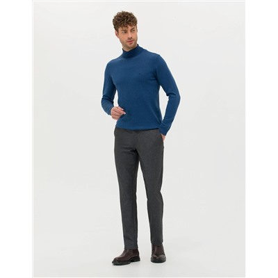 İndigo Melanj Slim Fit Balıkçı Yaka Basic Triko Kazak