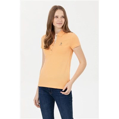 Kadın Turuncu Basic Polo Yaka Tişört